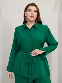 Mulvari Elegant Eenkleurig Grote maat set Riem Voorpand met Knoopjes