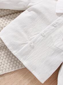 SHEIN Vintaside Kids 男嬰恐龍刺繡補丁貼口袋襯衫