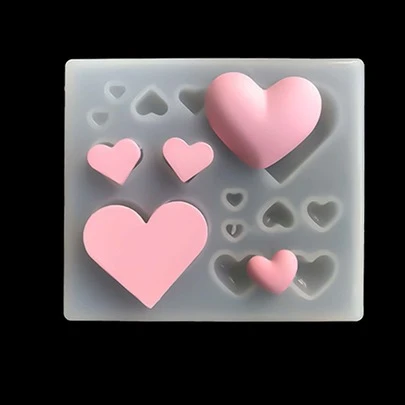 1 Khuôn silicon hình trái tim DIY, Khuôn silicon hình trái tim sáng tạo trong suốt, Khuôn Epoxy đa chức năng cho DIY