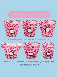 1pc Fashionable Leopard Print Hook And Loop Pet Diaper Pants - Pink - View 6