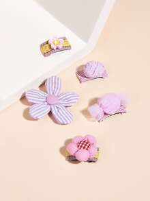 5pcs Flower & Candy Decor Pet Hair Clip - Purple - View 1