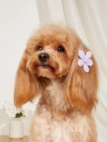 5pcs Flower & Candy Decor Pet Hair Clip - Purple - View 2