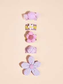 5pcs Flower & Candy Decor Pet Hair Clip - Purple - View 3