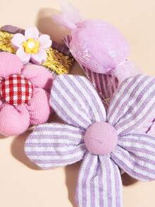 5pcs Flower & Candy Decor Pet Hair Clip - Purple - View 5