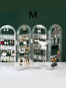 Giá đỡ bông tai xoay 360 độ (không xoay được) - Giá đựng trang sức nhiều tầng, giá trưng bày trang sức cổ điển có lỗ và rãnh để đựng vòng cổ, bông tai và khuyên xỏ, quà tặng cho Ngày Valentine, mùa tựu trường, trang trí phòng. - Trong sáng - Xem 5