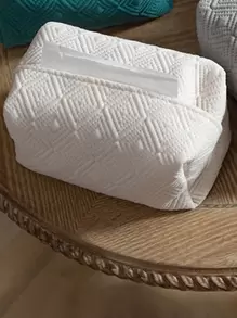 1pc Plain Tissue Storage Bag - White - View 4