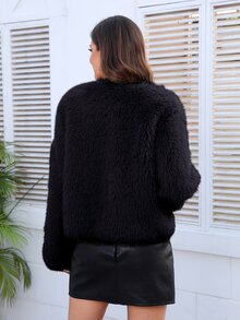 RELISH NOLESS 素色開門襟毛茸茸外套