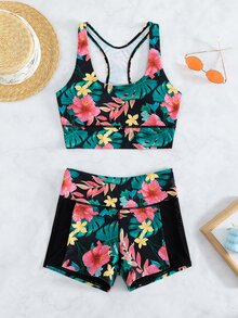 热带印花工字背比基尼夏日海滩 - 彩色 - 查看 4