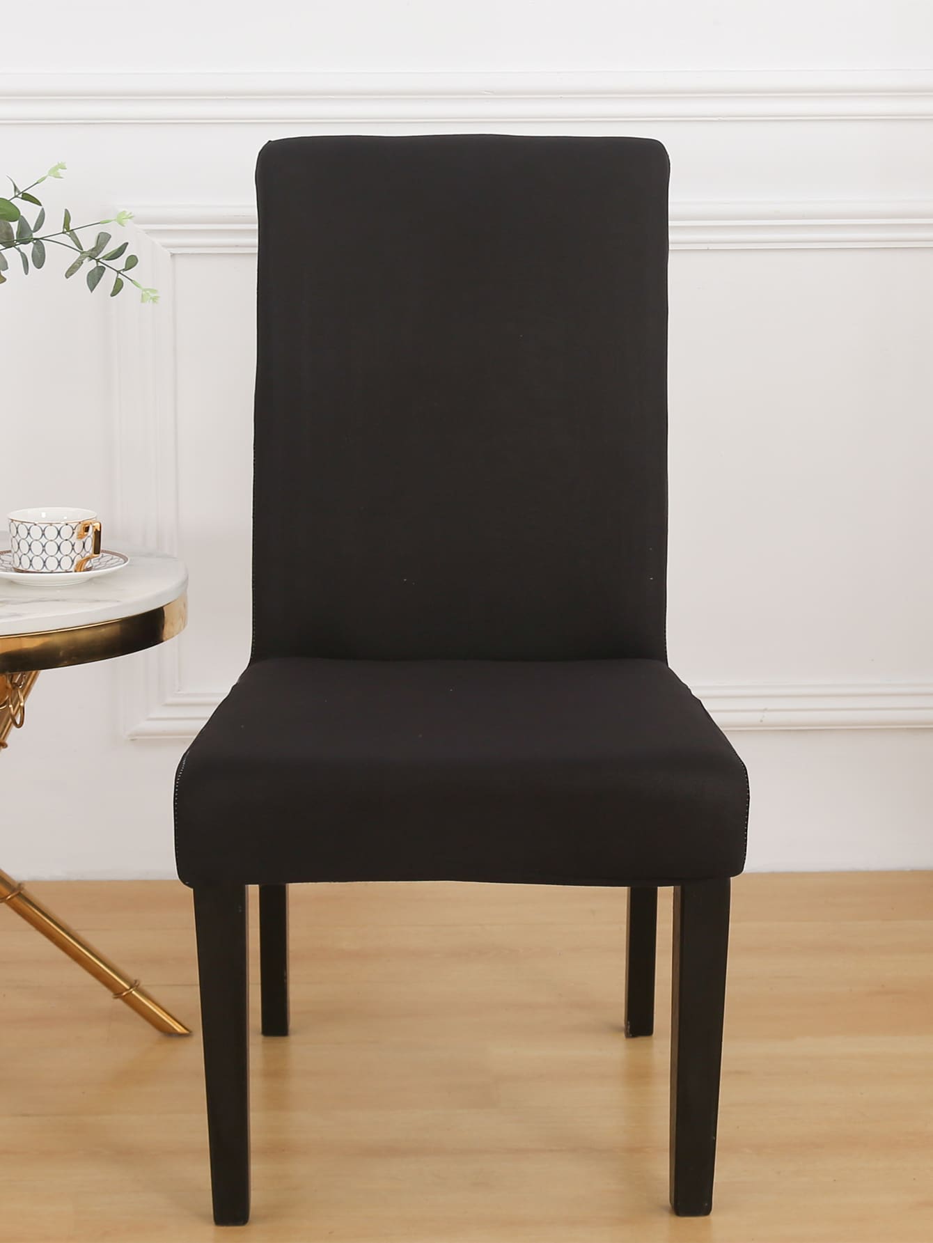 1入組四季通用素色彈力椅套適用於家庭酒店儀式 - 黑色 - 查看 1