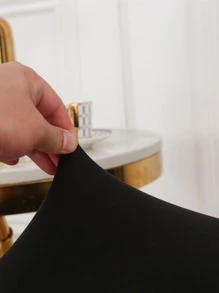 1入組四季通用素色彈力椅套適用於家庭酒店儀式 - 黑色 - 查看 4