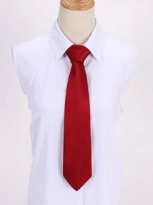 1 pieza corbata minimalista unicolor - Rojo - Ver 1