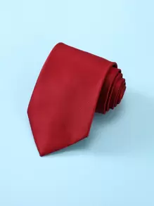 1 pieza corbata minimalista unicolor - Rojo - Ver 4