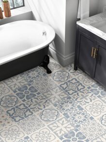 9pcs Nordic Style Flower Tile Stickers, Thickened Waterproof Anti-Slip Self-Adhesive Wall Stickers For Kitchen/Bathroom Floor, Available In 3 Sizes: 7.87X7.87/11.81X11.81/15.75X15.75inch Floor Tiles Flooring Floor Tiles Self Adhesive Floor Tiles Peel Stick Living Room Decor Room Decor Home Decor - Multicolor - View 3