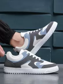 Men Color Block Lace-up Front Skate Shoes - Multicolor - View 1