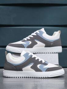 Men Color Block Lace-up Front Skate Shoes - Multicolor - View 2