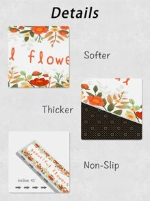 1 pieza Alfombra para cocina con estampado floral con letra - Multicolor - Ver 6