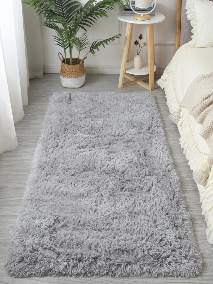1pc Soft Bedroom Rug,Plush Household Rug,Fluffy Rug,Area Rug,Solid Fuzzy Rug ,Room Decor - Light Grey - View 1