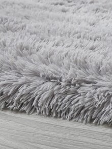 1pc Soft Bedroom Rug,Plush Household Rug,Fluffy Rug,Area Rug,Solid Fuzzy Rug ,Room Decor - Light Grey - View 2