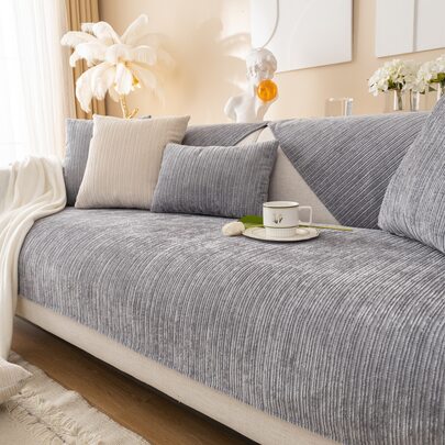 1pc All-Season Sofa Cushion Cover, Modern Minimalist Sofa Blanket, Non-Slip Thickened Solid Color Luxury Sofa Pad, Fits 1/2/3/4 Seat Sofa, Dust-Proof And Washable, Pet-Friendly Protective Cover, Adjustable For Corner Sofa, Suitable For Bedroom, Office, Living Room, L-Shaped Sofa And 1/2/3/4 Seat Sofa