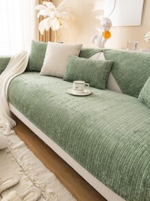 1入組素色綠色彈力沙發座墊套現代滌綸彈力沙發巾適合家用四季皆宜 - 綠色 - 查看 2
