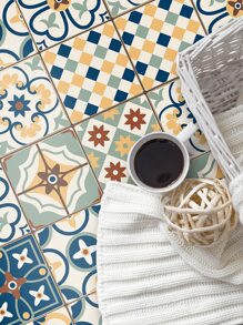 9/24/36PCS摩洛哥印花地板贴纸加厚防水防滑瓷砖贴纸厨房浴室自粘防潮装饰墙贴 - 彩色 - 查看 2