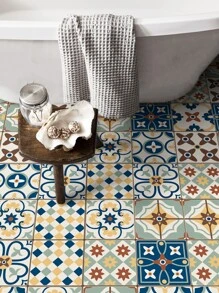 9/24/36PCS摩洛哥印花地板贴纸加厚防水防滑瓷砖贴纸厨房浴室自粘防潮装饰墙贴 - 彩色 - 查看 3