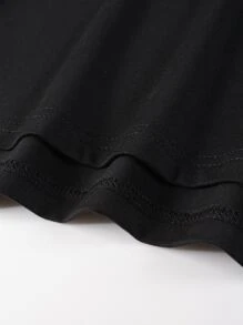 Claim Dot 男式卡通及口号图案落肩 T 恤 - 黑色 - 查看 6