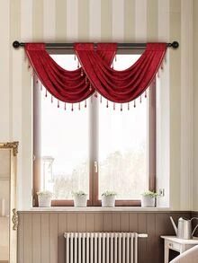 1 pieza Cenefa de ventana con diseño de cuenta - Rojo - Ver 2