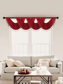 1 pieza Cenefa de ventana con diseño de cuenta - Rojo - Ver 3