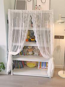 Floral Embroidered Scallop Trim Single Panel Sheer Curtain - White - View 5