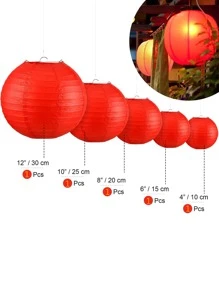 5 chiếc đèn lồng giấy treo năm mới của Trung Quốc - Đỏ - Xem 4