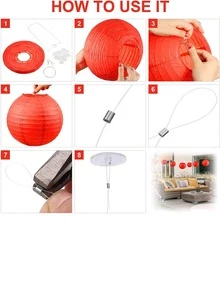 5 chiếc đèn lồng giấy treo năm mới của Trung Quốc - Đỏ - Xem 5