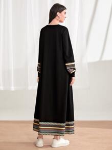 Mulvari 條紋印花燈籠袖衛衣連衣裙 - 黑色 - 查看 2