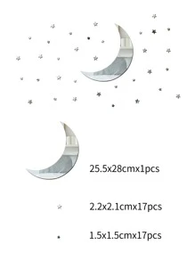 Moon & Star Mirror Sticker - Silver - View 6