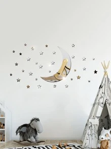 Moon & Star Mirror Sticker - Silver - View 7