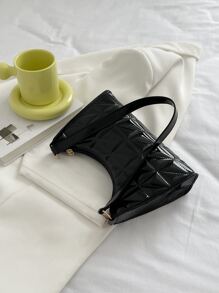 Geometric Embossed Zipper Bag Shoulder Bag Vintage,Casual Quilted Portable,Lightweight For Women, Rookies & White-Collar Workers,For Girl,For Woman Gift Bag,Perfect For Office,Work ,Business,Commute