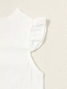 SHEIN Young Girl Ruffle Sleeve Tee & Paperbag Waist Shorts - Blue and White - View 4