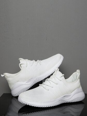 Men Knit Detail Lightweight Breathable Running Shoes