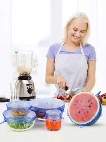 1pc Plain Color Food Cover - Blue - View 1