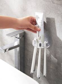 1pc Multifunction Clear Toothbrush Holder - Clear - View 7