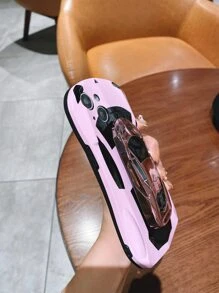 Fashionable Race Car IMD Soft & Hard Protective, Anti-Sweat, Anti-Fingerprint, Scratch-Resistant, Non-Fading Phone Case Compatible With Iphone - Pink - View 5