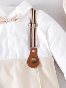 Baby Boy Colourblock Bow Front 2 In 1 Jumpsuit & Waistcoat & Hat - Multicolor - View 5