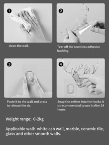 1 móc treo tường Antler, móc treo tường sáng tạo để đựng đồ trong nhà - Xám - Xem 5