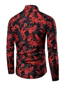 男士熱帶圖案前紐扣襯衫 - 彩色 - 查看 2