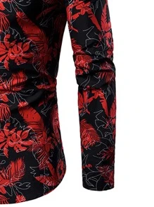 男士熱帶圖案前紐扣襯衫 - 彩色 - 查看 3