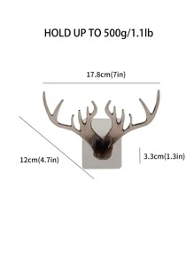 1 móc treo tường Antler, móc treo tường sáng tạo để đựng đồ trong nhà - Xám - Xem 7