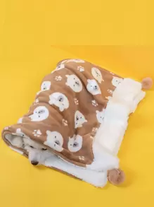 1pc Brown Bear Shaped Soft And Warm Pet Blanket Suitable For Small And Medium Sized Cats And Dogs For All Seasons Sleep - Multicolor - View 1