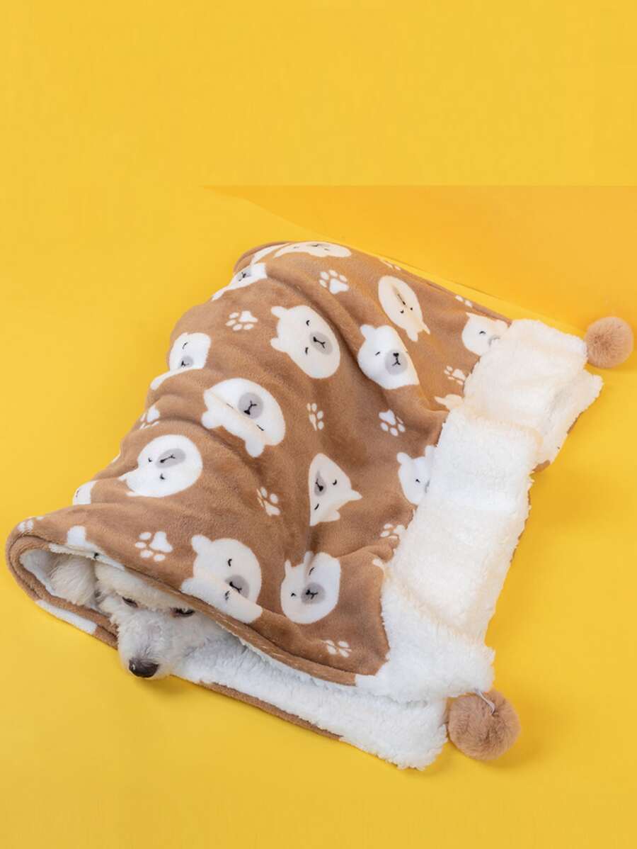 1pc Brown Bear Shaped Soft And Warm Pet Blanket Suitable For Small And Medium Sized Cats And Dogs For All Seasons Sleep - Multicolor - View 1