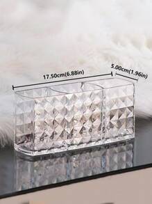 透明化妆品收纳盒，1个装，3格化妆品整理盒，眼线笔眉笔展示盒，桌面笔筒，收纳整理，办公学习用品，梳妆台、浴室、梳妆台、房间、家居、卧室、浴室、房屋、粉色房间、客厅装饰、旅行用品、礼品袋、送给妈妈、爸爸、男士、朋友、老师的礼物、生日礼物、婚礼礼物、办公桌、书架、配件、礼品盒、趣味礼物、收纳、送给女性的礼物、圣诞礼物、女性礼物创意 - 無色 - 查看 3