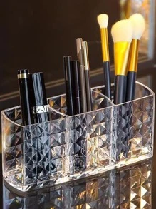 透明化妆品收纳盒，1个装，3格化妆品整理盒，眼线笔眉笔展示盒，桌面笔筒，收纳整理，办公学习用品，梳妆台、浴室、梳妆台、房间、家居、卧室、浴室、房屋、粉色房间、客厅装饰、旅行用品、礼品袋、送给妈妈、爸爸、男士、朋友、老师的礼物、生日礼物、婚礼礼物、办公桌、书架、配件、礼品盒、趣味礼物、收纳、送给女性的礼物、圣诞礼物、女性礼物创意 - 無色 - 查看 4